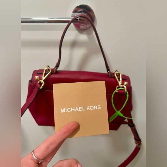 Michael Kors Studded Handbag | Red and Gold - Picture 11 of 16
